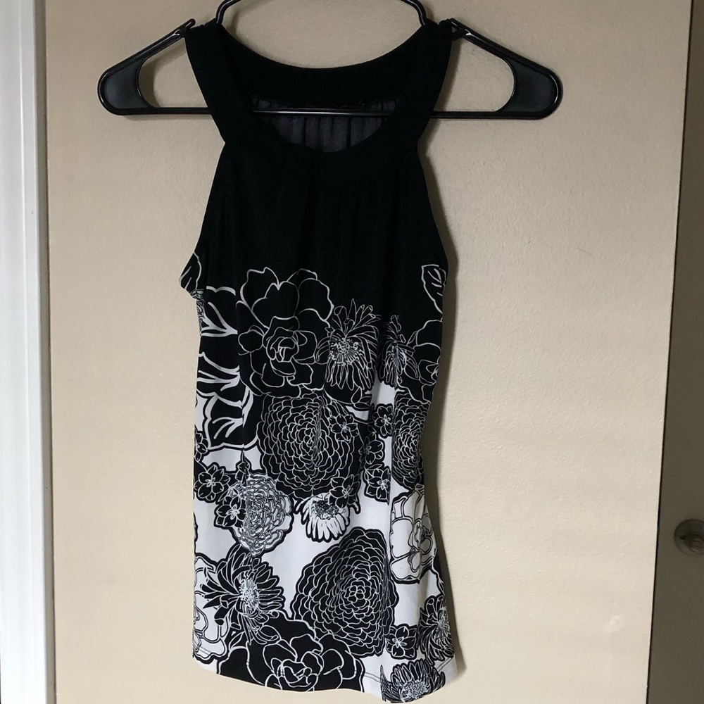 Black & White Floral Print Shell